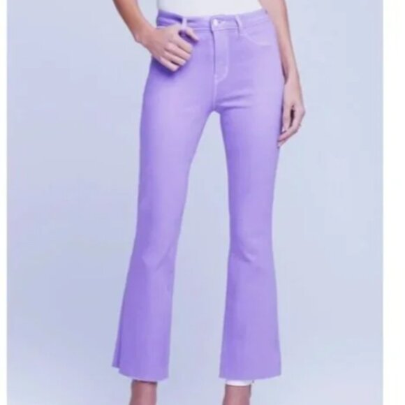L'AGENCE Kendra High Rise Crop Flare Jeans In Orchid Natural Size 26 - Picture 2 of 10